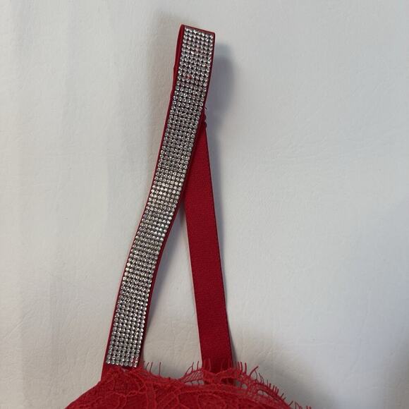 Victoria's Secret Bustier Very Sexy Sz.36 DD Red Shine Strap Push Up Bra New - Picture 8 of 9